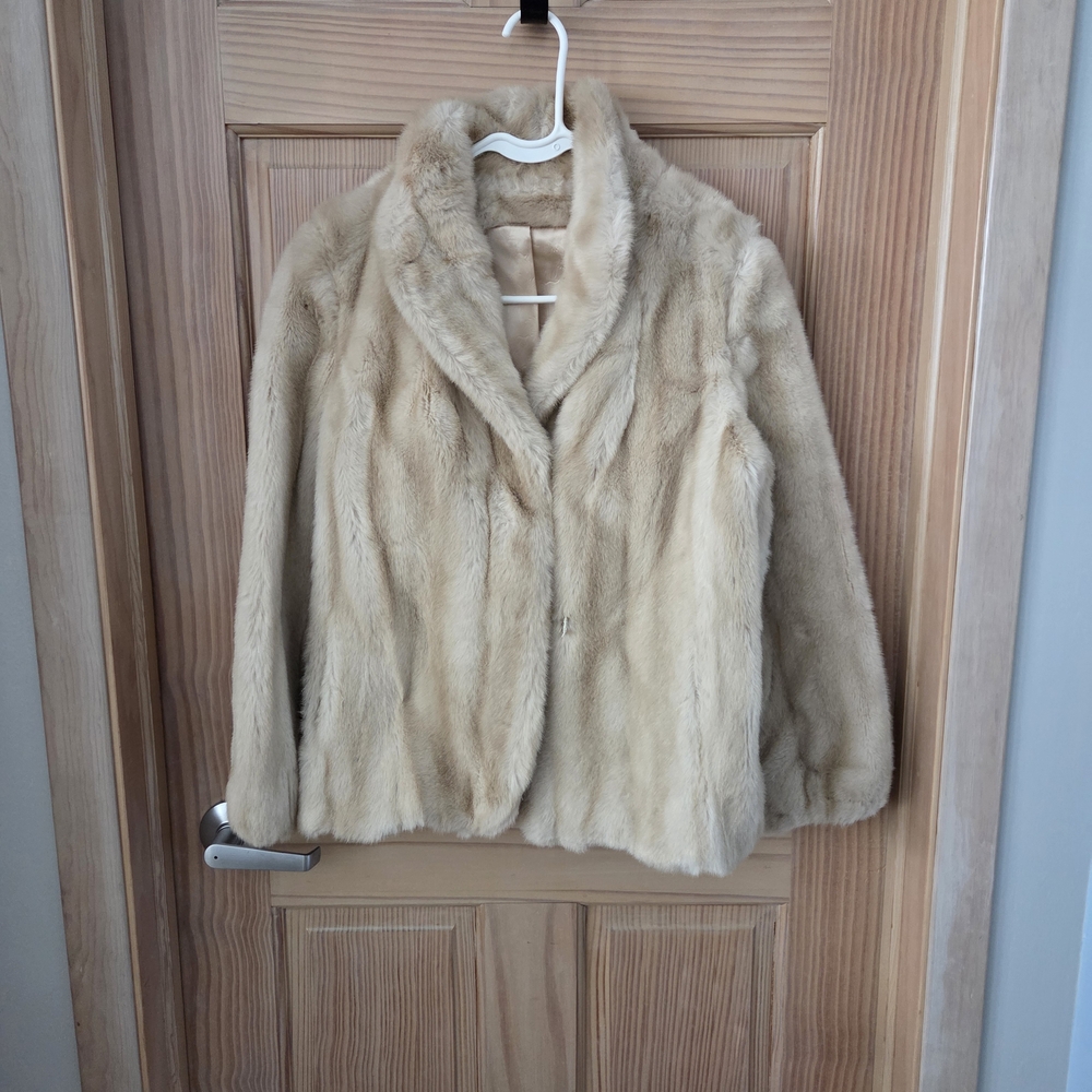 Vintage Hillmoor Tan Faux Fur Beige Formal Jacket Made In Tissavel France 6 Coat